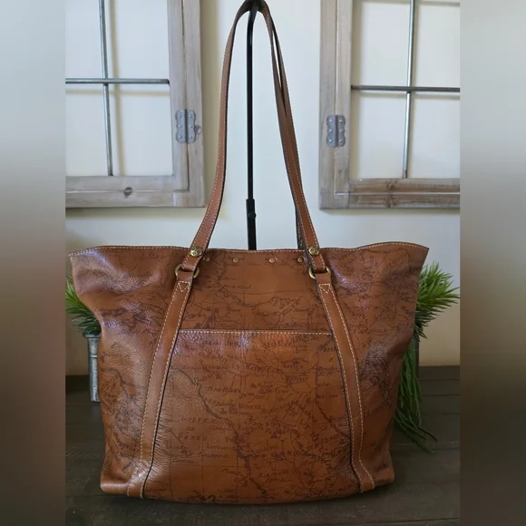 Patricia Nash Benvenuto European Map Tote  100% Full Grain Leather - Picture 11 of 15